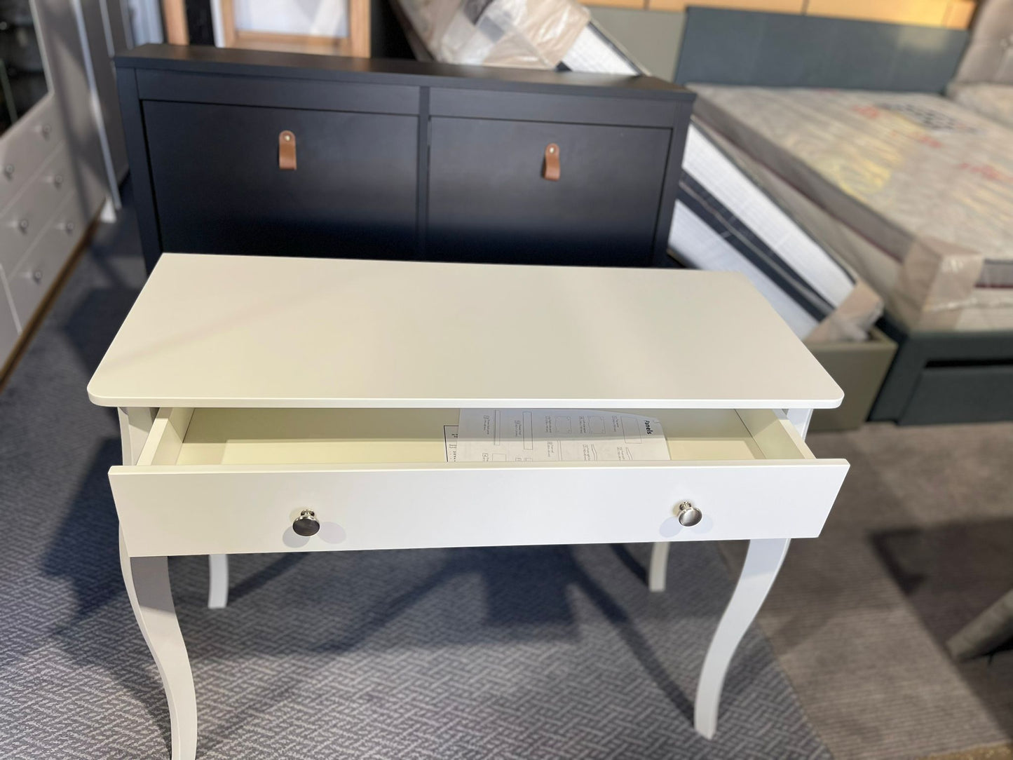 Assembled Amelie 1 Drawer Dressing Table - White