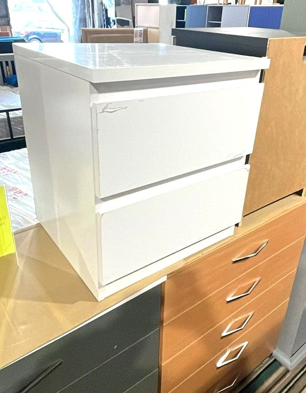 (Damage) Assembled Habitat Jenson 2 Drawer Bedside Table - White Gloss