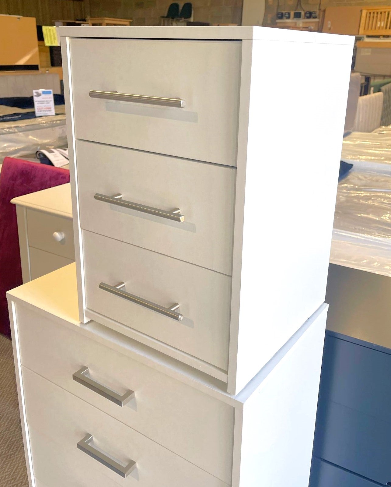 Assembled 3 Drawer Bedside Table - White