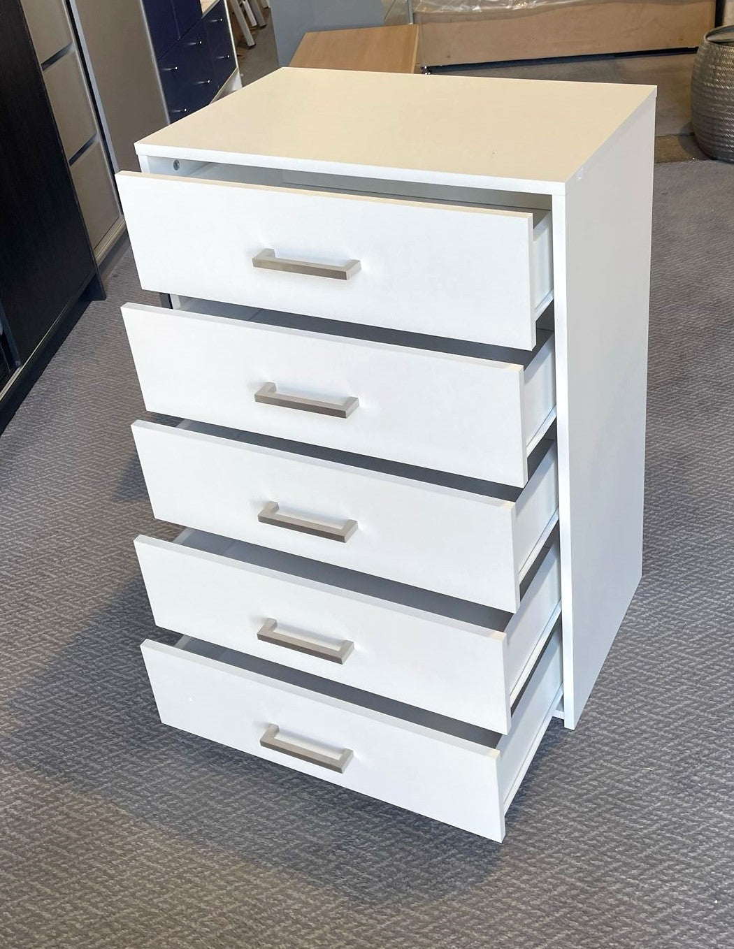Assembled Oslo 5 Drawer Chest - White