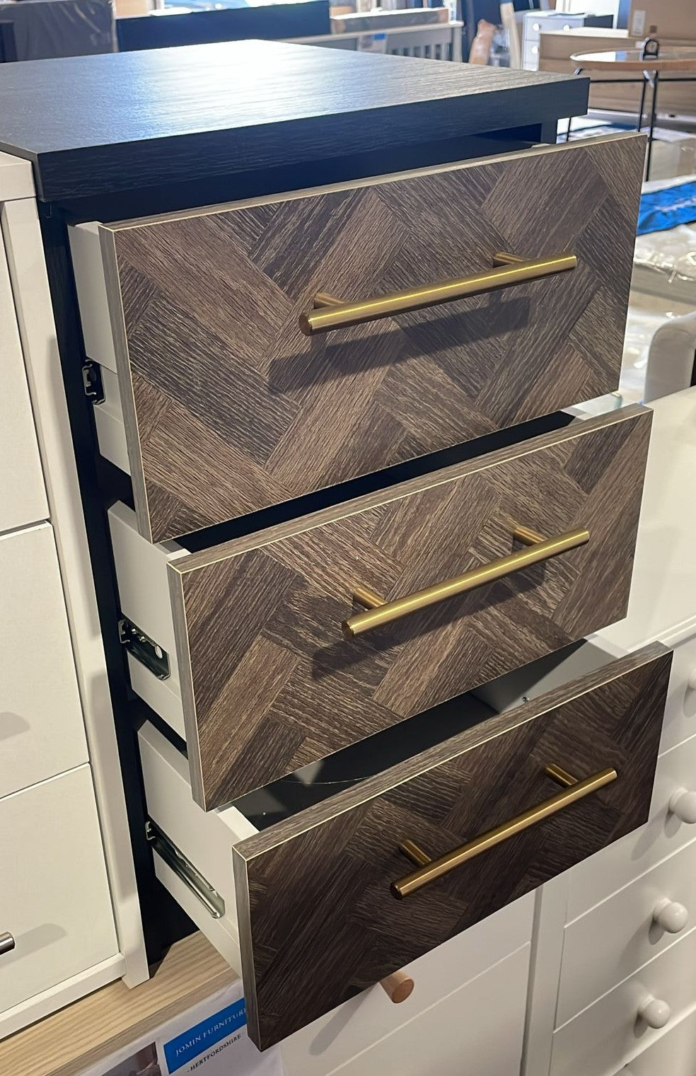 Assembled 3 Drawer Bedside