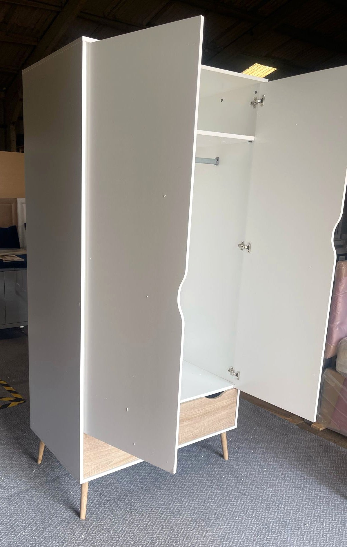 (Damage) Assembled Tvilim Oslo 2 Door 2 Drawer Wardrobe - White and Oak