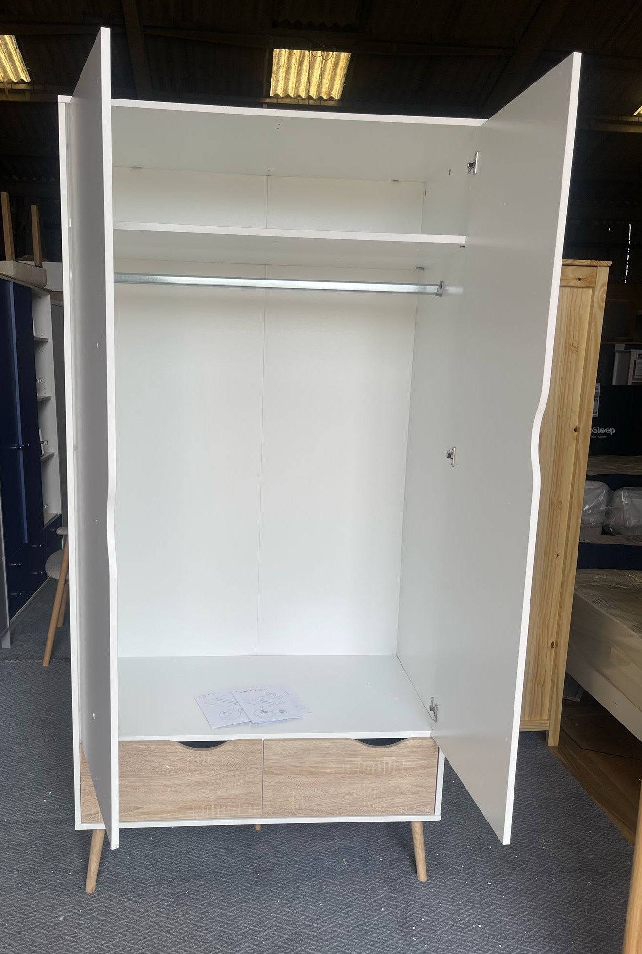 (Damage) Assembled Tvilim Oslo 2 Door 2 Drawer Wardrobe - White and Oak