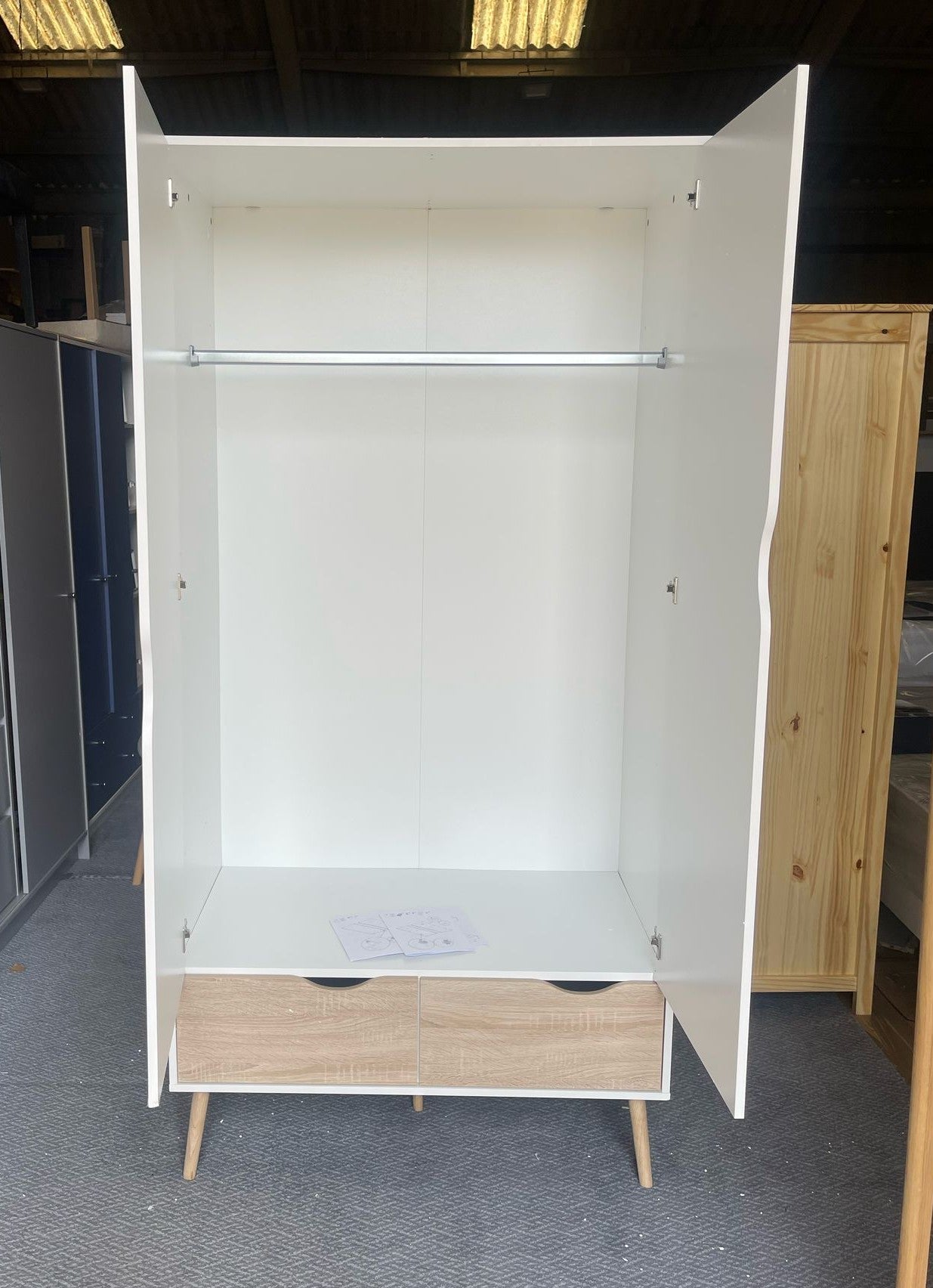 (Damage) Assembled Tvilim Oslo 2 Door 2 Drawer Wardrobe - White and Oak