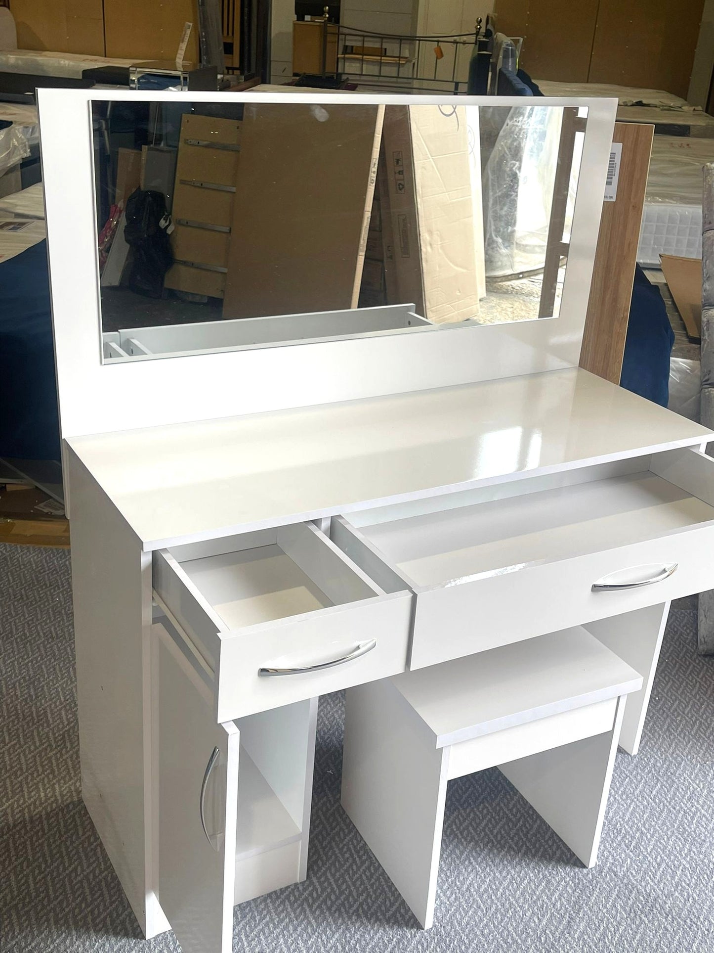 New White Gloss Dressing Table Set