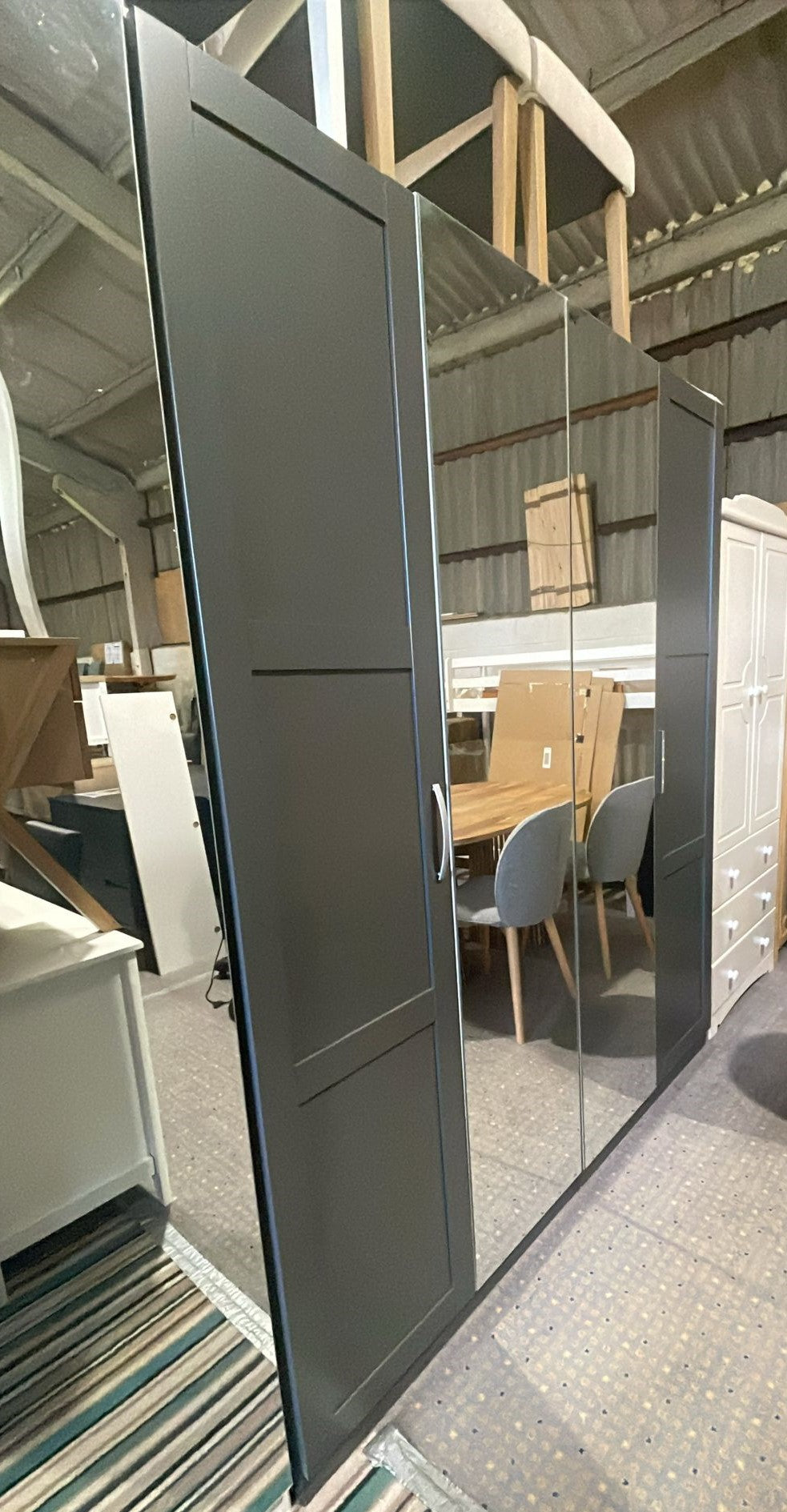 Assembled Habitat Munich Panelled 4 Door Wardrobe - Anthracite