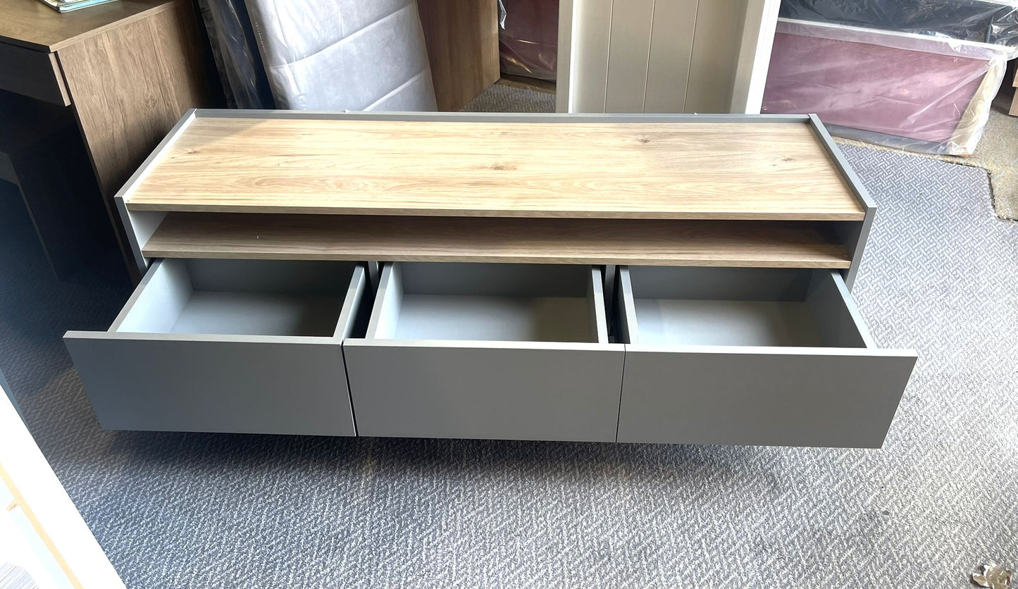 Assembled Habitat Skandi 3 Drawer TV Unit - Grey