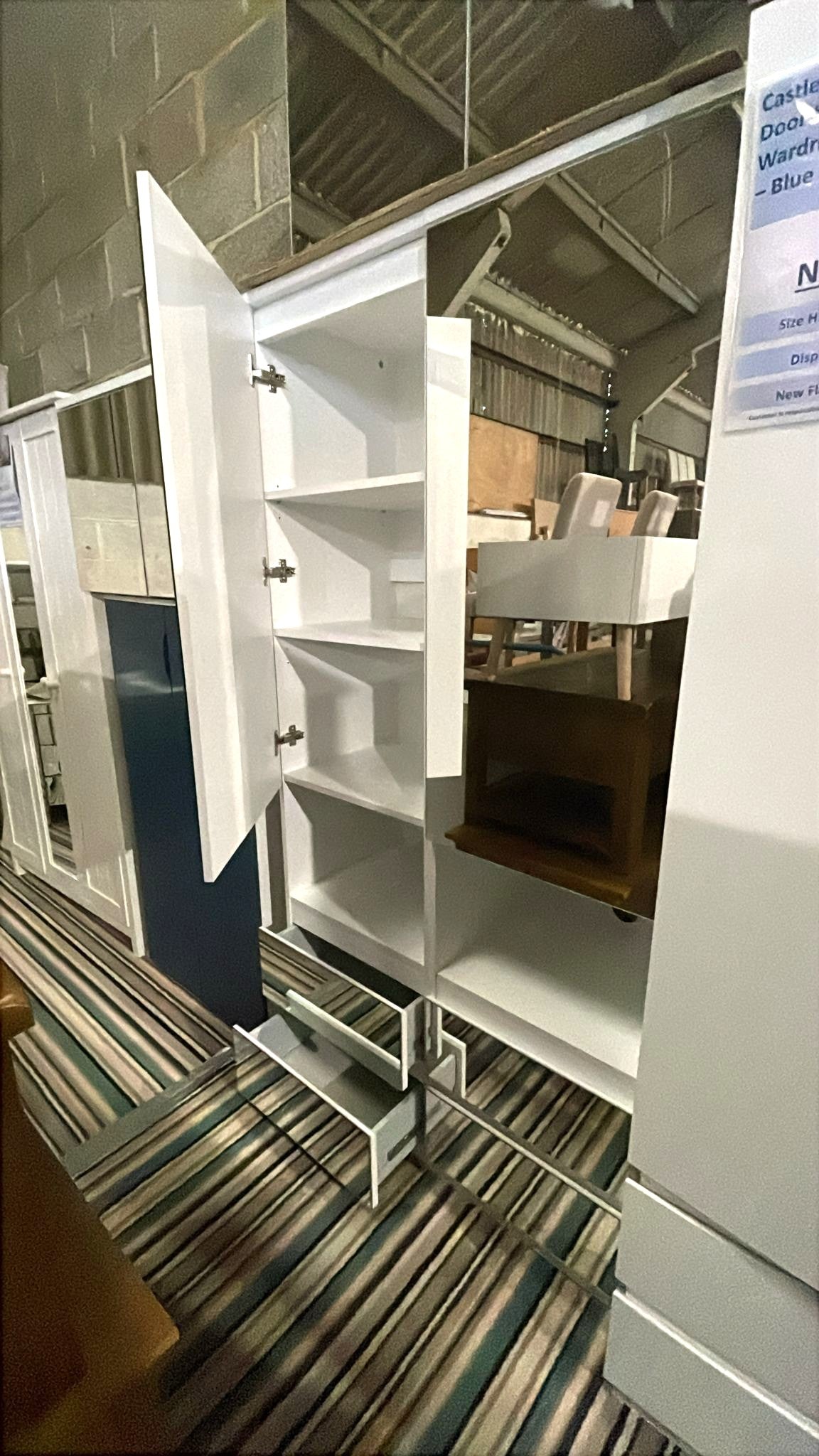 Assembled Habitat Jenson Overbed Mirrored Storage Unit - White Gloss