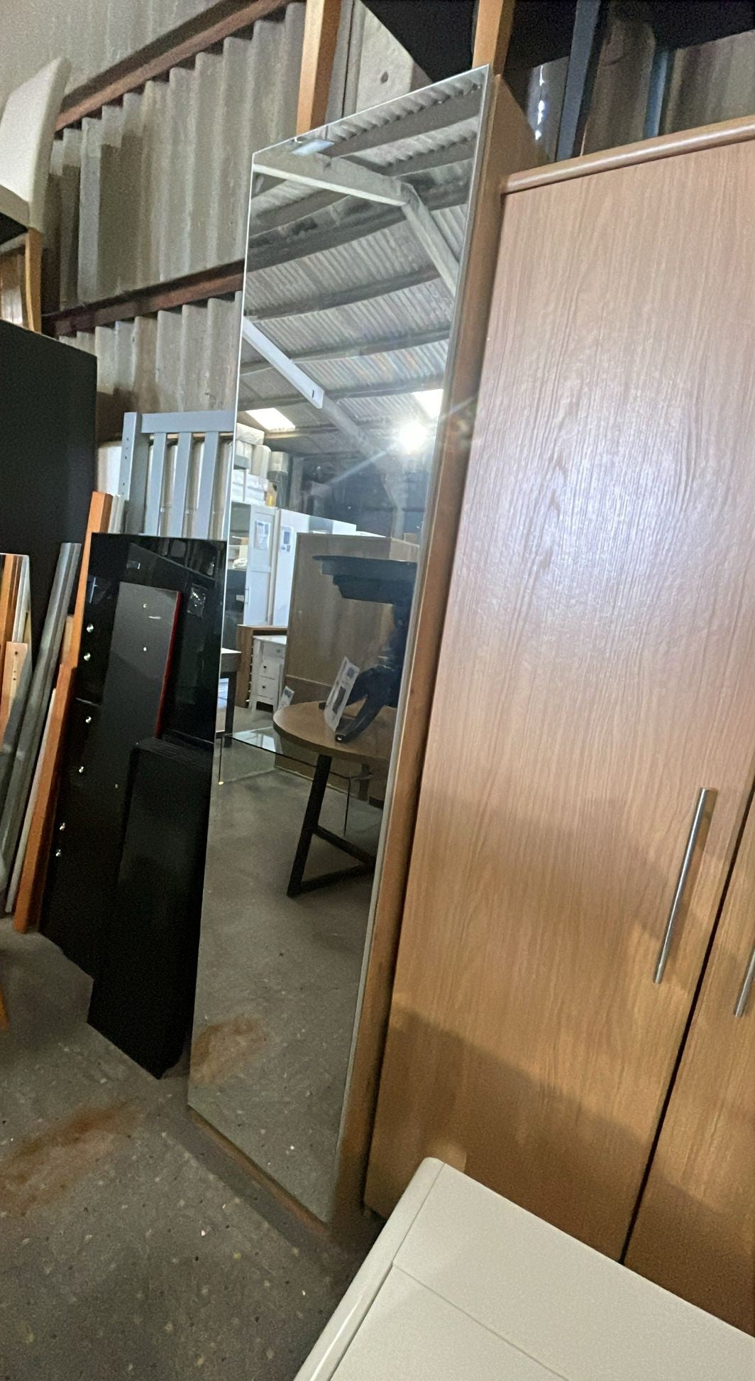 Assembled Habitat Munich 1 Door Mirror Wardrobe - Oak Effect