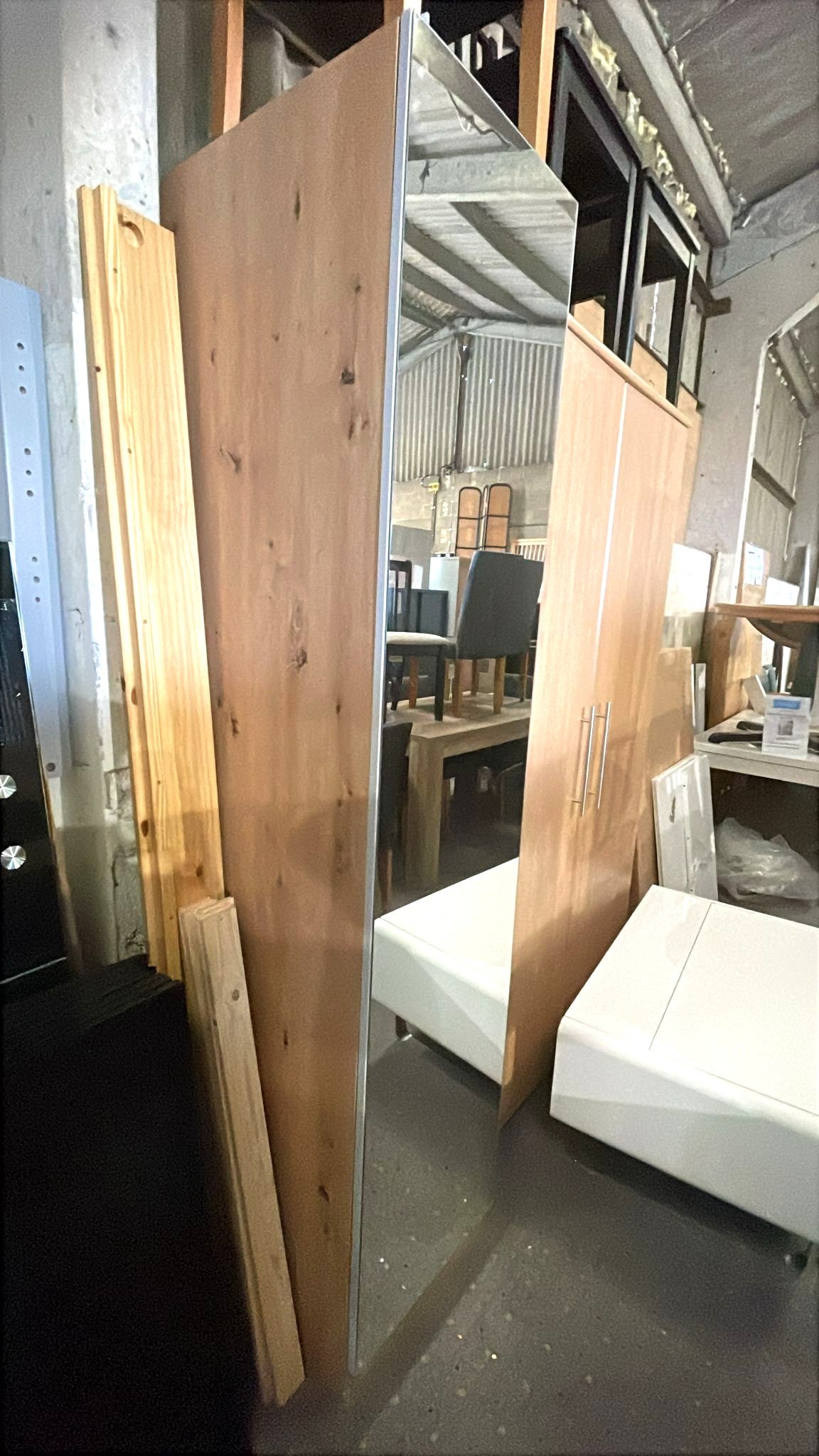 Assembled Habitat Munich 1 Door Mirror Wardrobe - Oak Effect