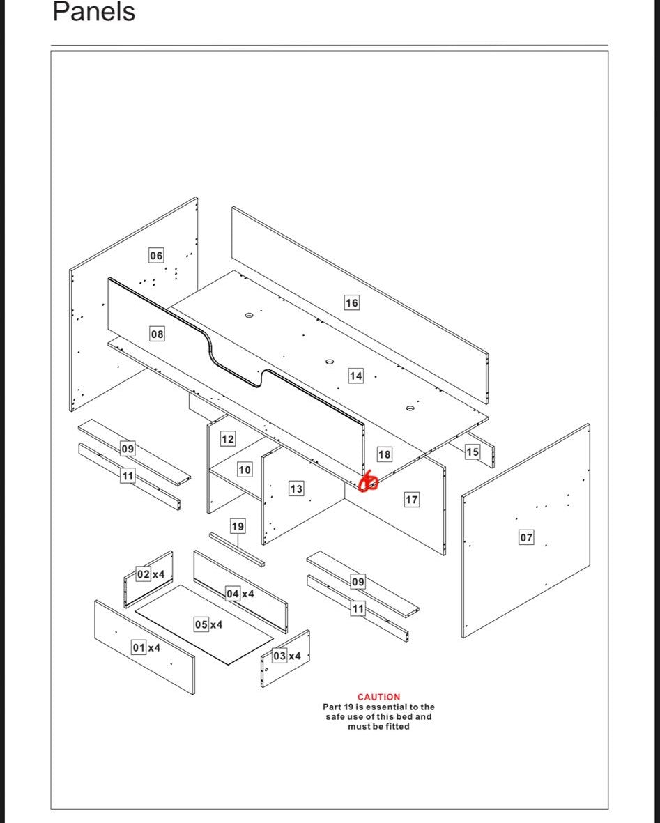 (Damage) Habitat Jackson Mid Sleeper Bed Frame - White and Grey