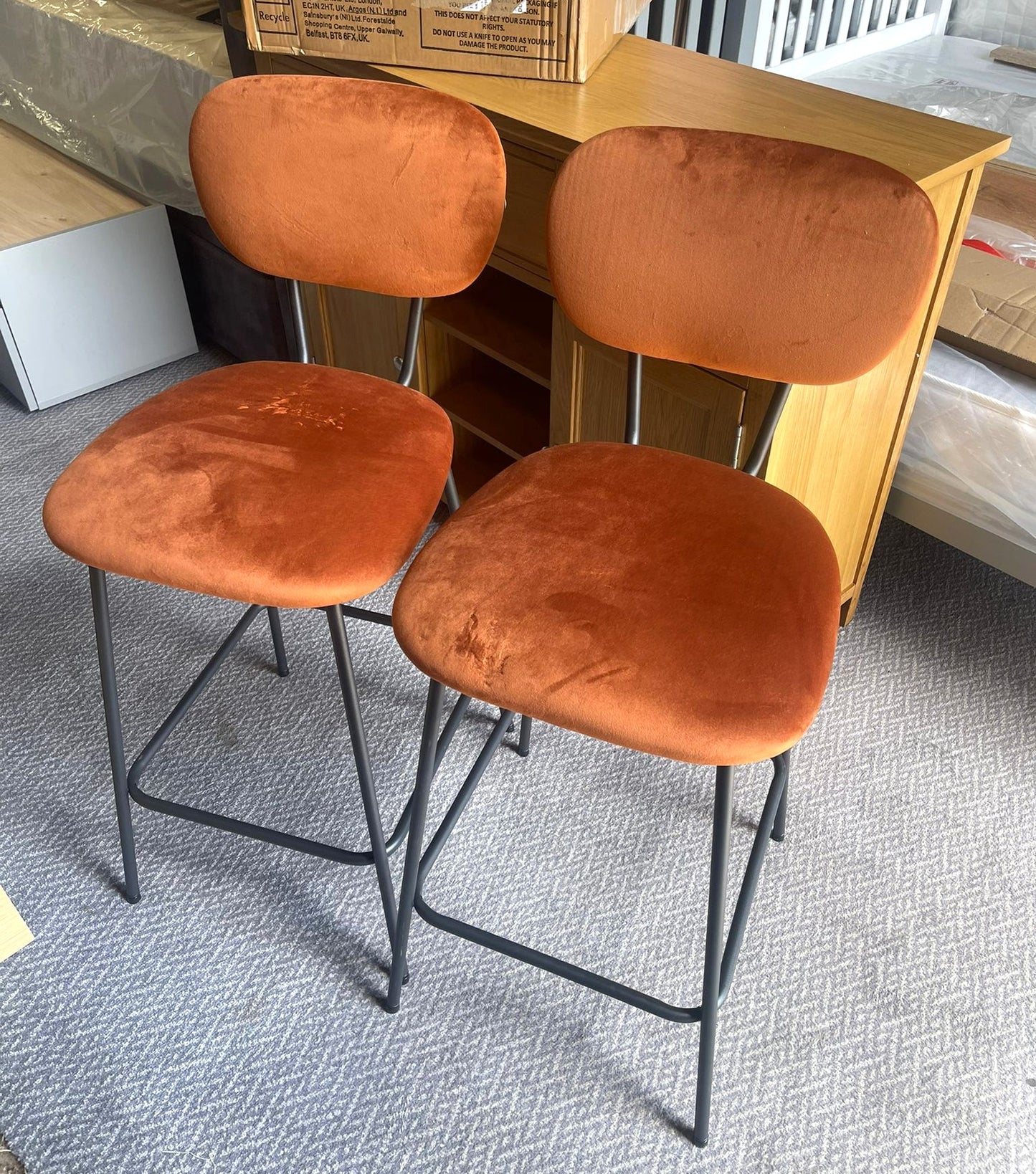 Assembled Habitat Ariana Pair of Fabric Counter Bar Stool - Copper