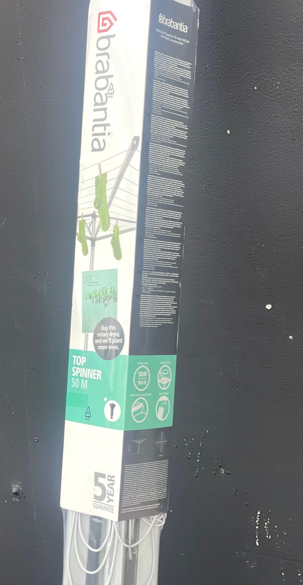 Brabantia Topspinner 50m 4 Arm Rotary Airer & Concrete Tube