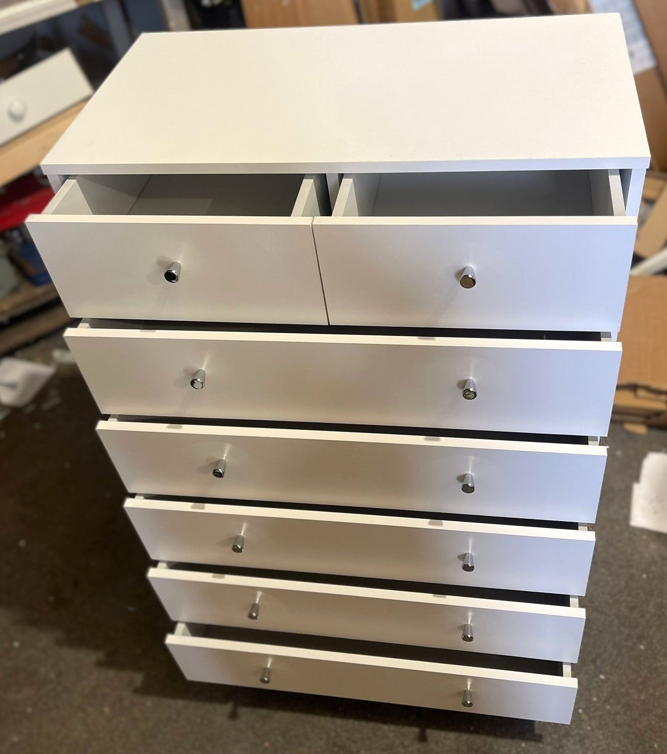 Assembled Malibu 7 Drawer Chest - White