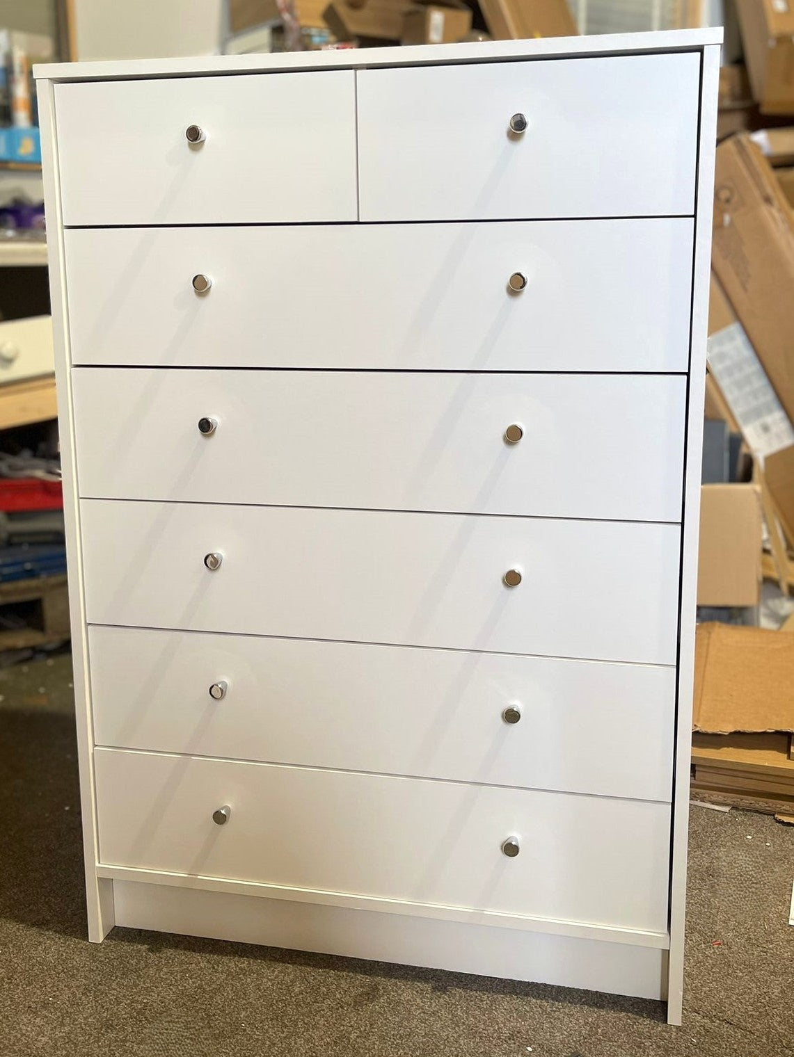 Assembled Malibu 7 Drawer Chest - White