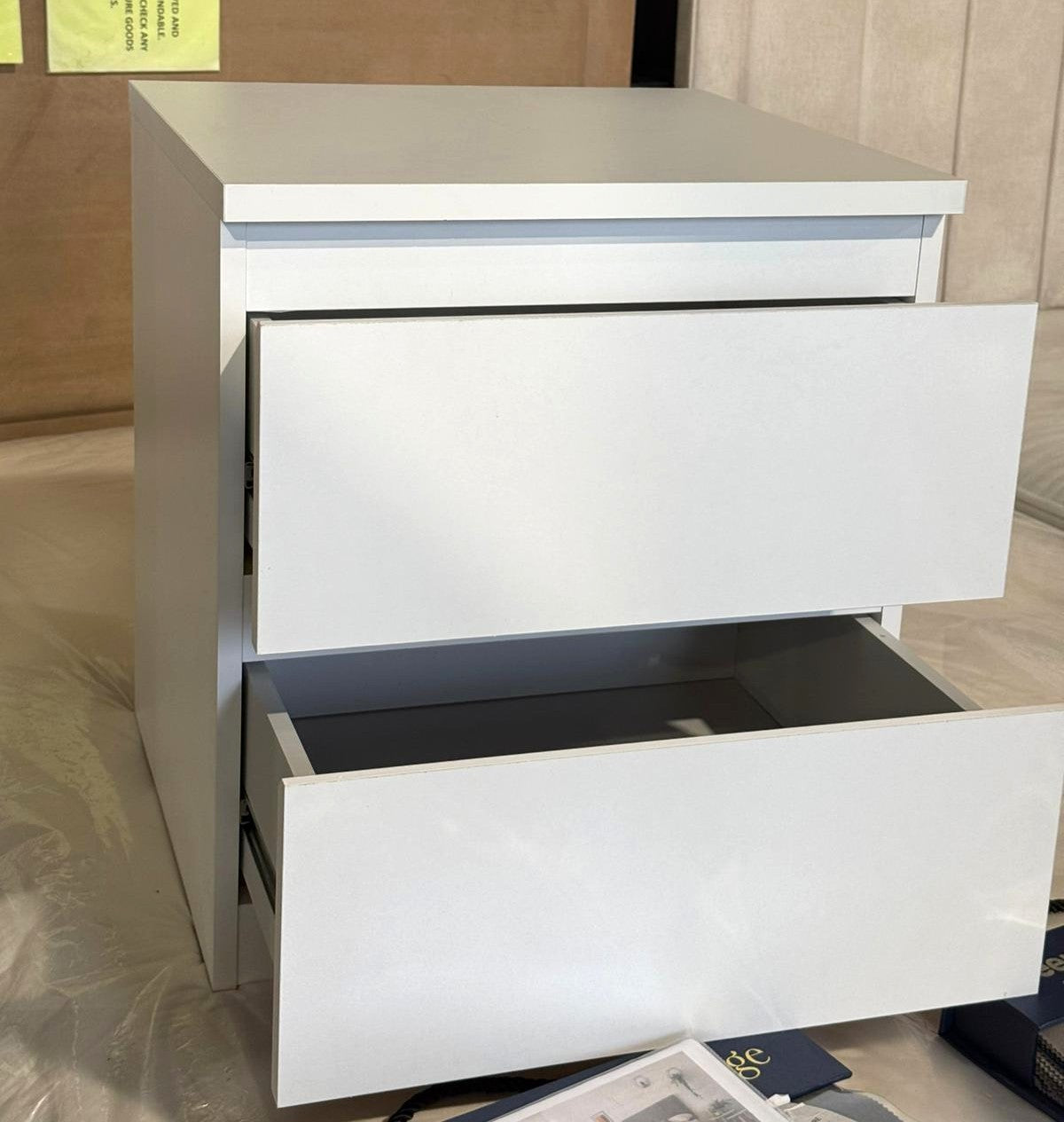 Assembled Jenson 2 Drawer Bedside Table - Matte White