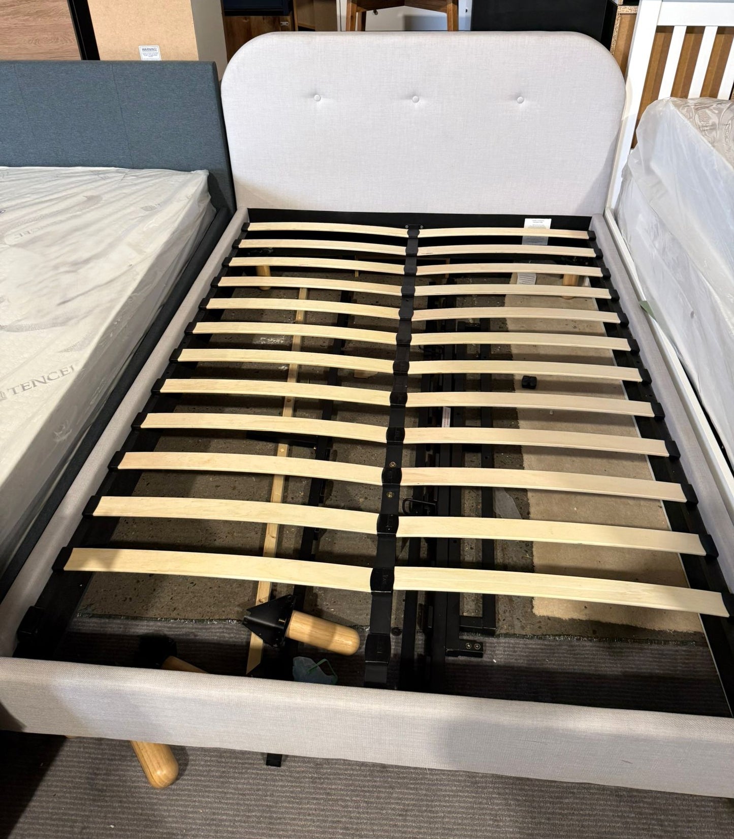 Assembled Habitat Elin Double Fabric Bed Frame - Grey
