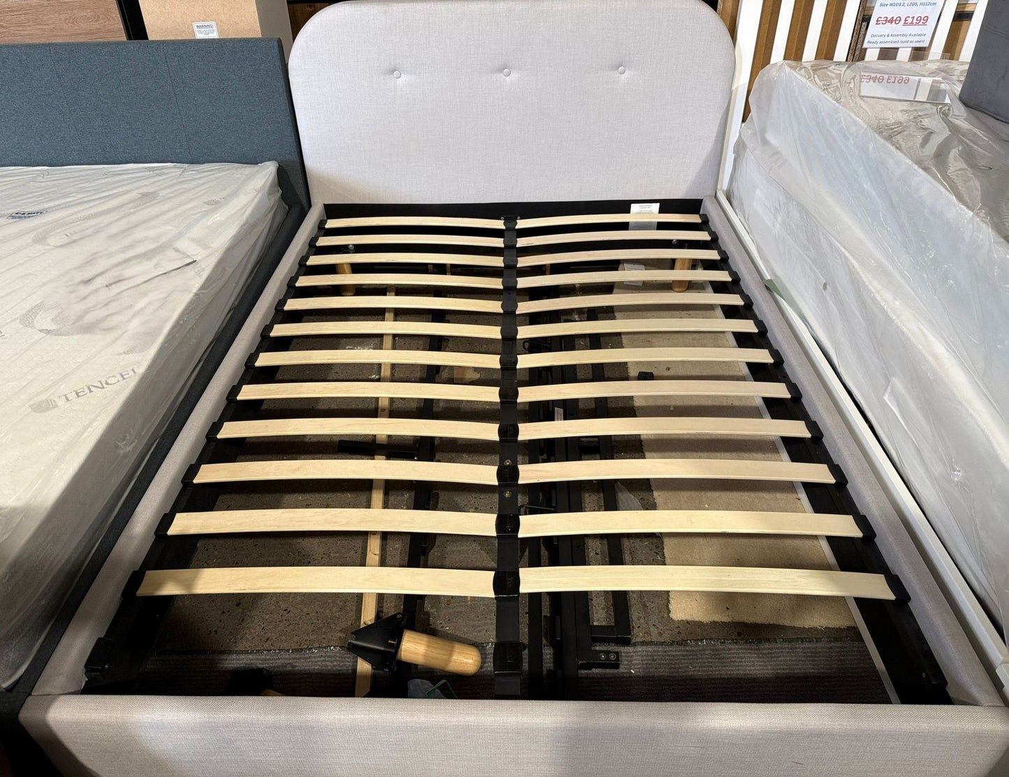 Assembled Habitat Elin Double Fabric Bed Frame - Grey