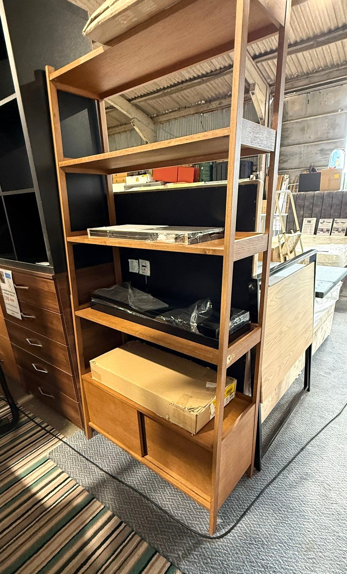 Assembled Habitat Marston Oak Veneer Bookcase - Walnut Stain