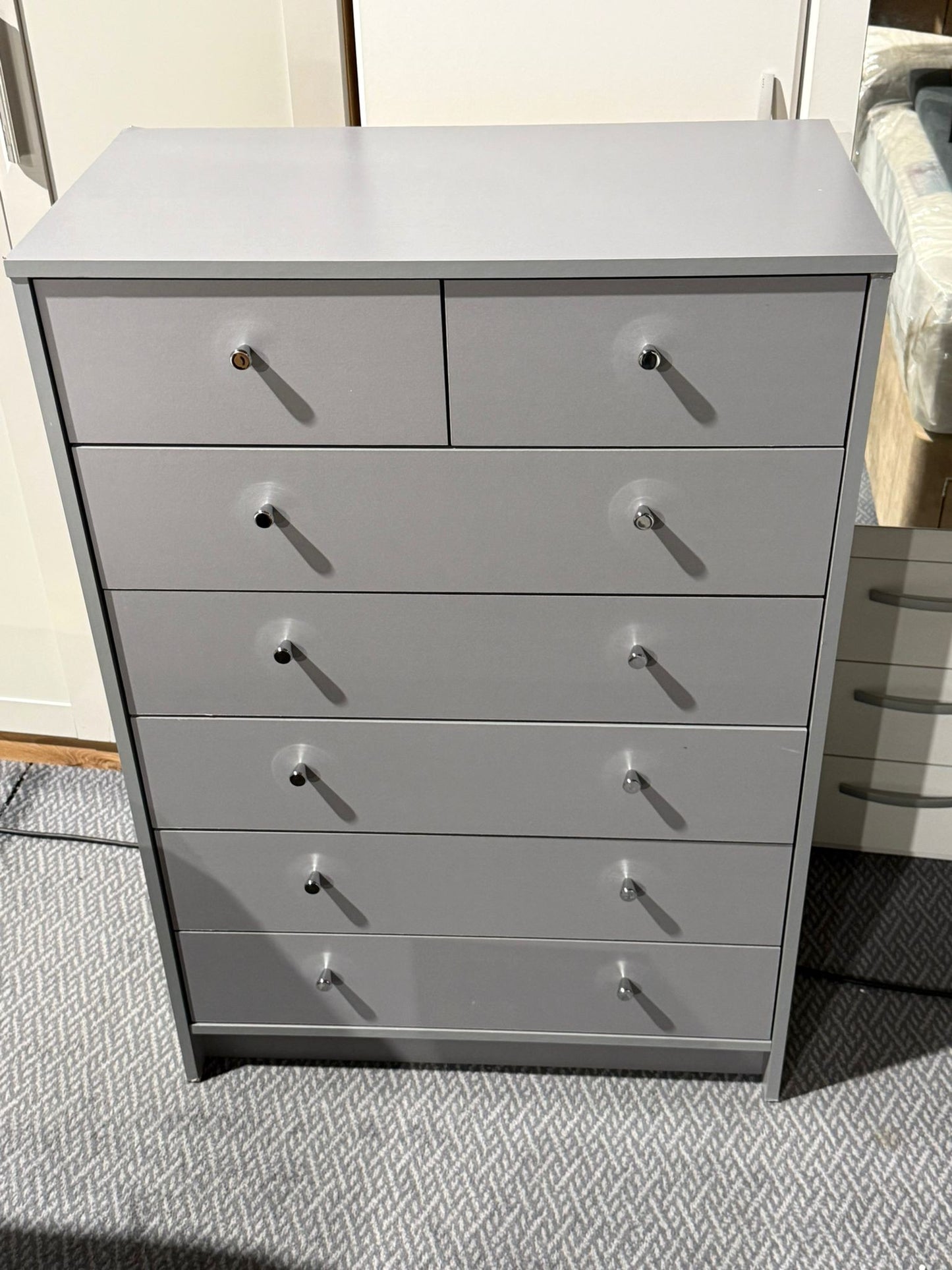 Assembled Malibu 7 Drawer Chest - Grey