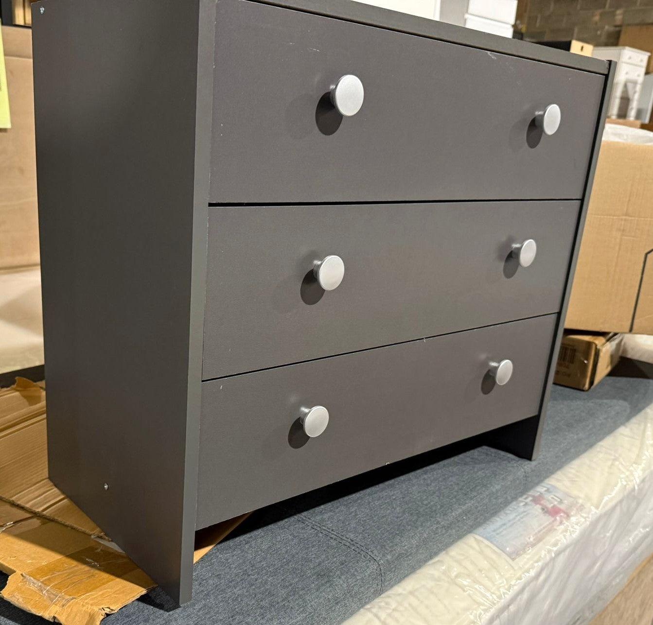 Assembled Seville 3 Drawer Chest - Anthracite