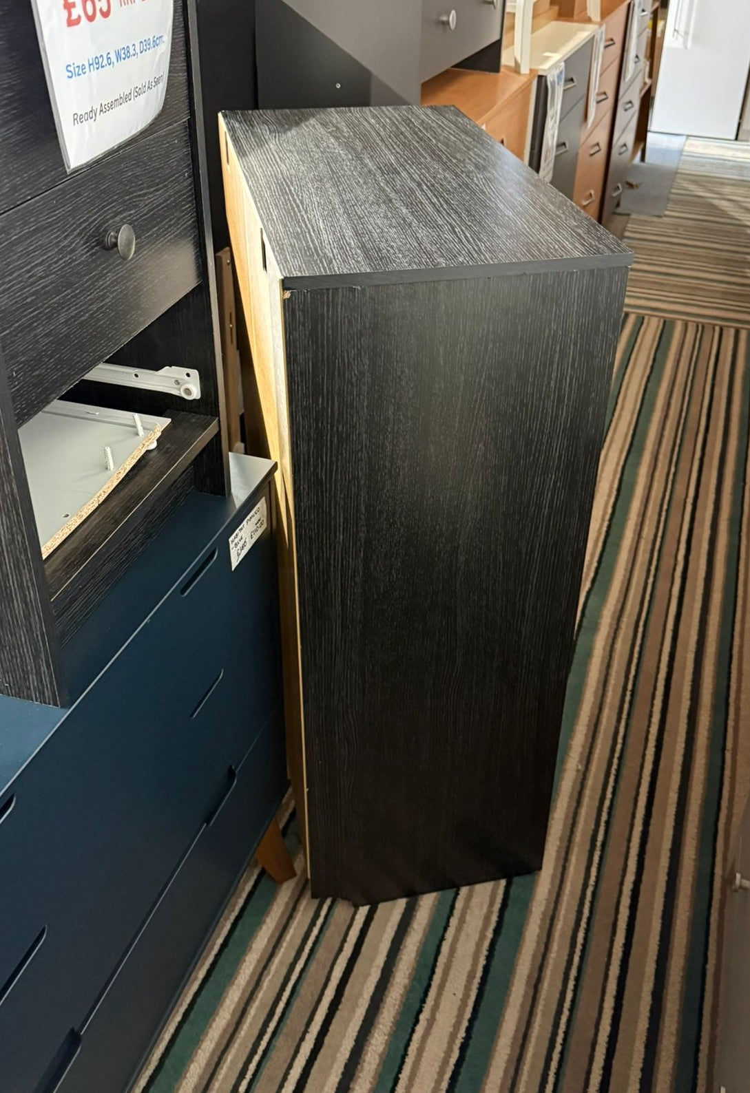 Assembled Malibu 7 Drawer Chest - Black Oak Effect