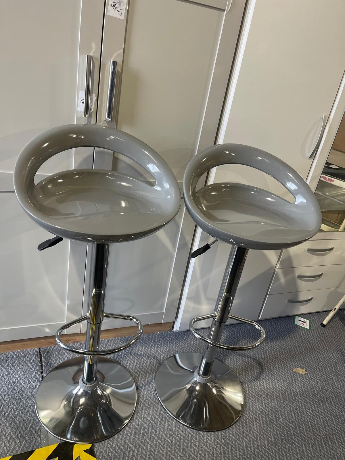 Assembled Pair of Gas Lift Bar Stool - Grey