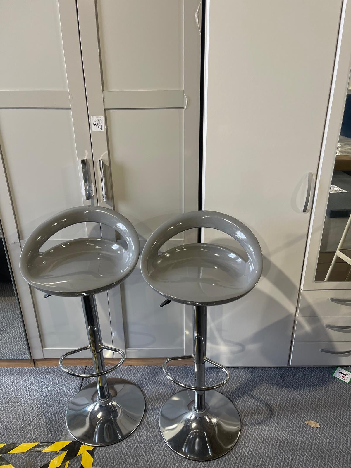 Assembled Pair of Gas Lift Bar Stool - Grey