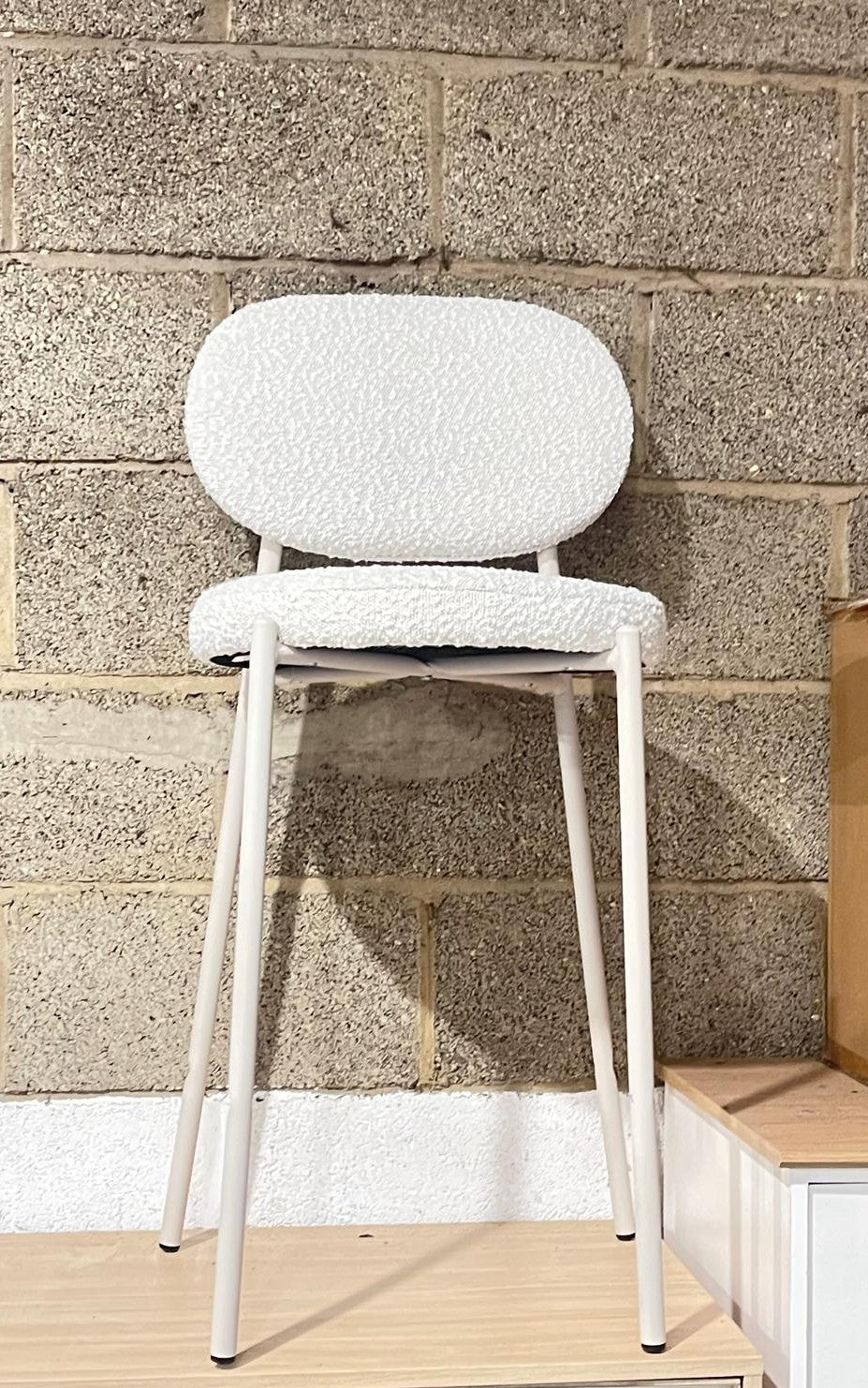 Asembled Habitat Orson Boucle Counter Bar Stool - White
