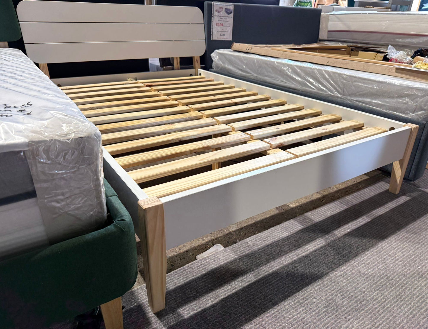 Assembled Habitat Hanna Small Double Wooden Bed Frame - White