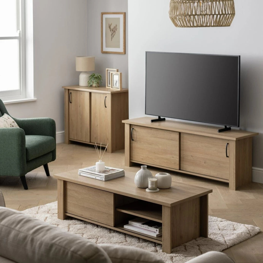 Assembled Oakham 2 Door TV Unit - Oak