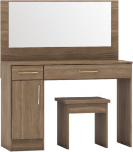 Assembled Rustic 1 Door 2 Drawer Vanity/ Dressing Table Set - Oak Effect