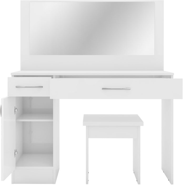 New White Gloss Dressing Table Set