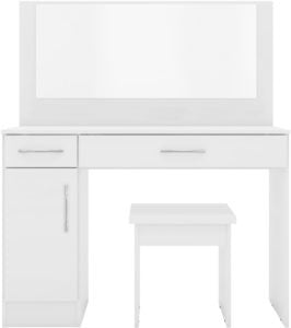 1 Door 2 Drawer Vanity/ Dressing Table - White Gloss