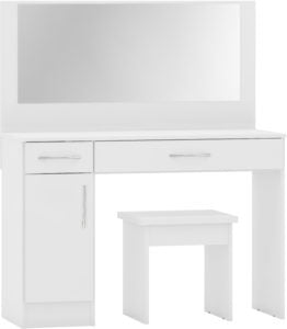 1 Door 2 Drawer Dressing Table - White Gloss
