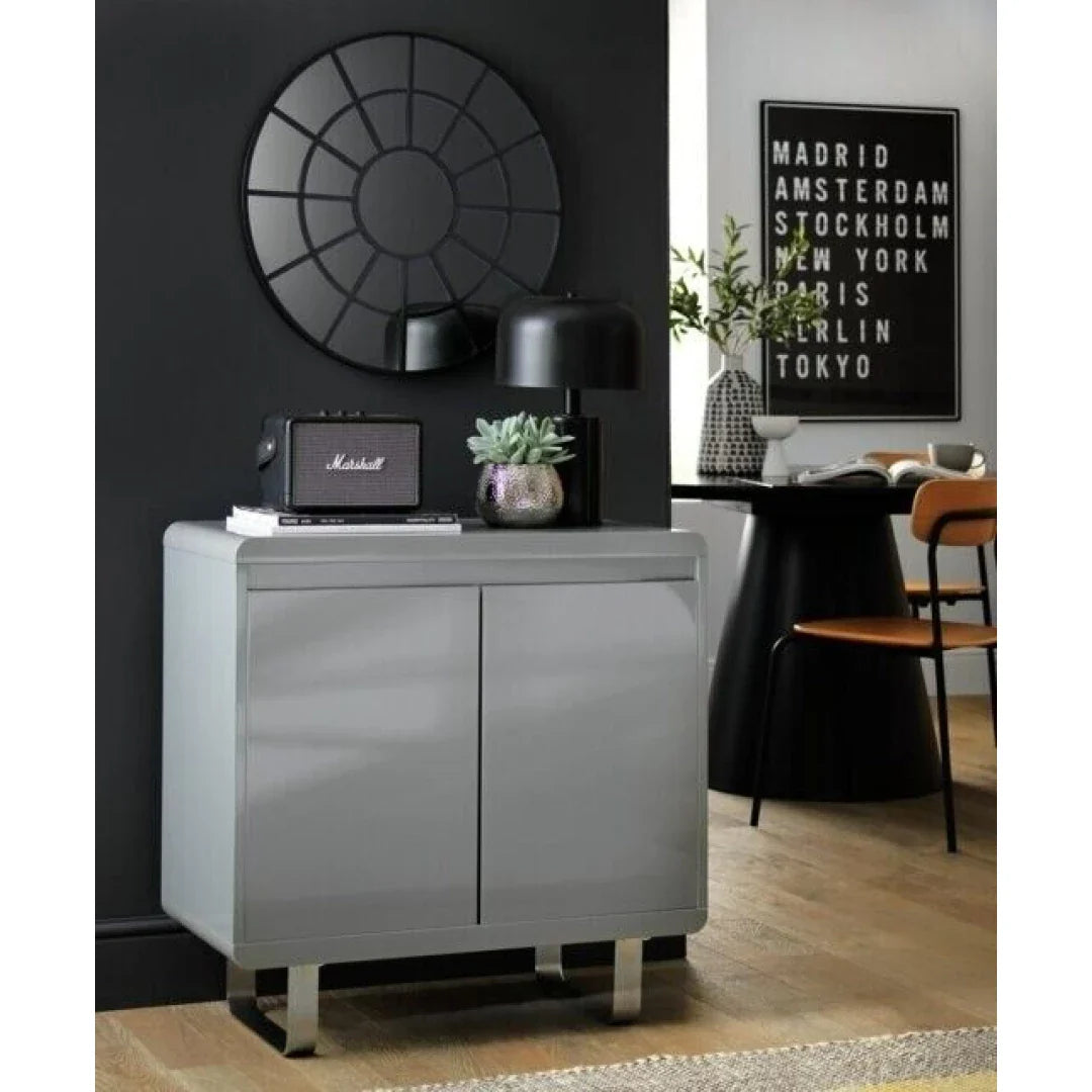 Assembled Sleigh 2 Door Sideboard - Gloss Grey