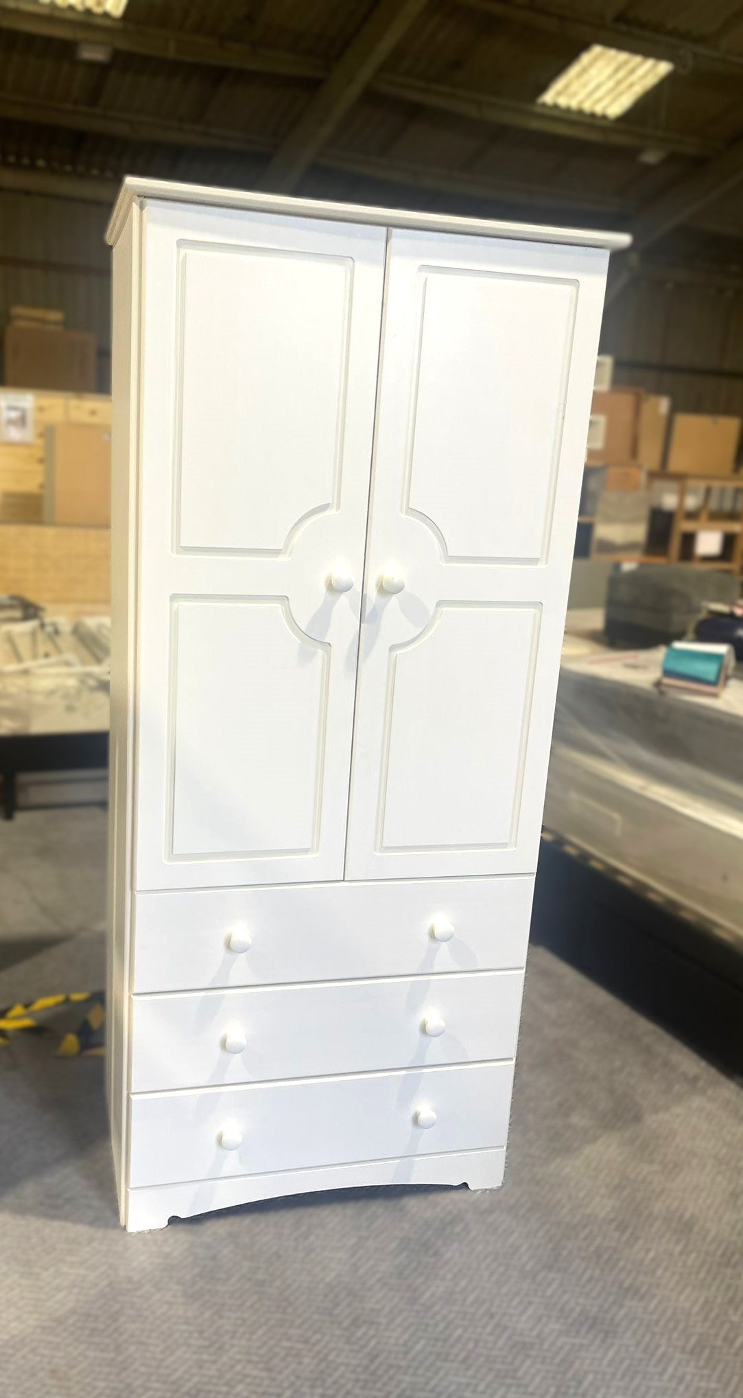 Assembled Nordic 2 Door 3 Drawer Wardrobe - White