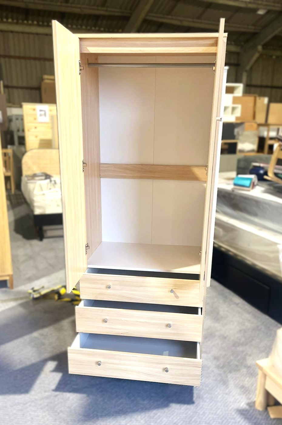 Assembled Malibu 2 Door 3 Drawer Wardrobe - Beech Effect