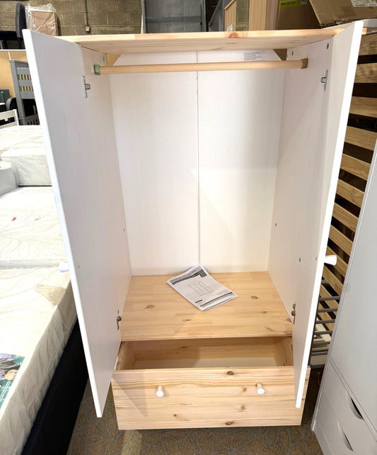 Assembled Kids Scandinavia Short 2 Door Wardrobe - Two Tone