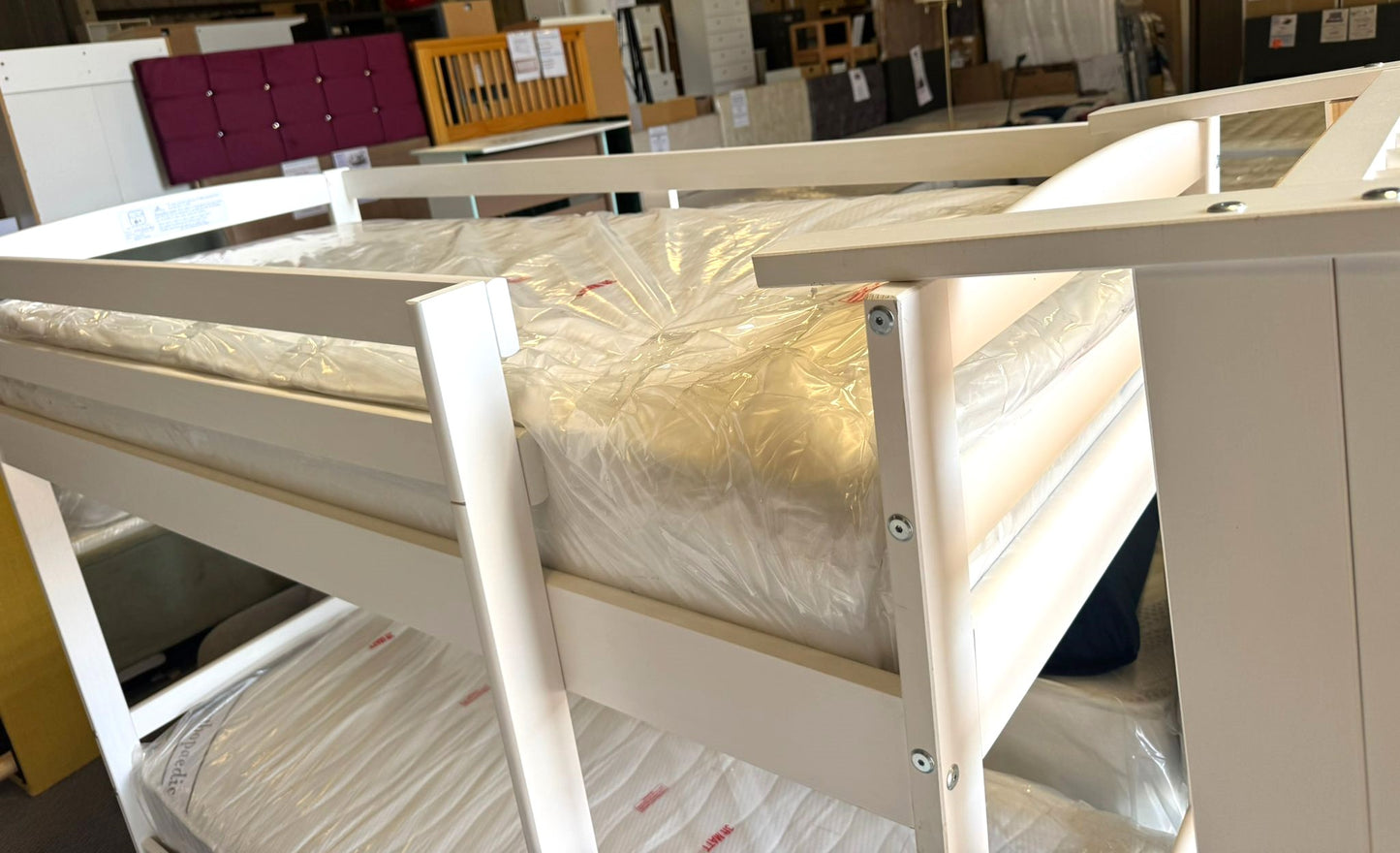 Assembled Josie Shorty Bunk Bed Frame - White (With Mattress)