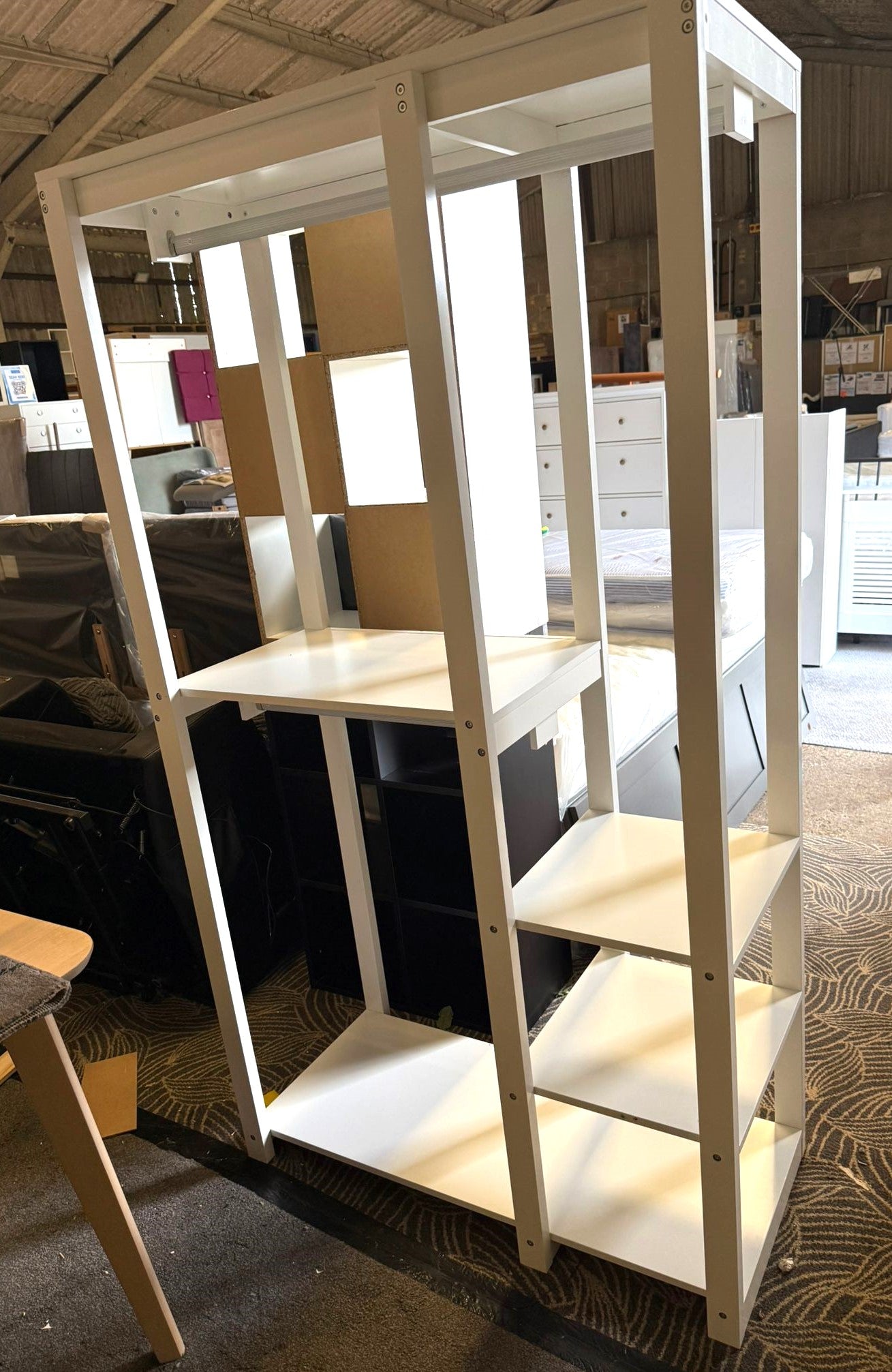 Assembled Open Decorative Wardrobe Unit - White