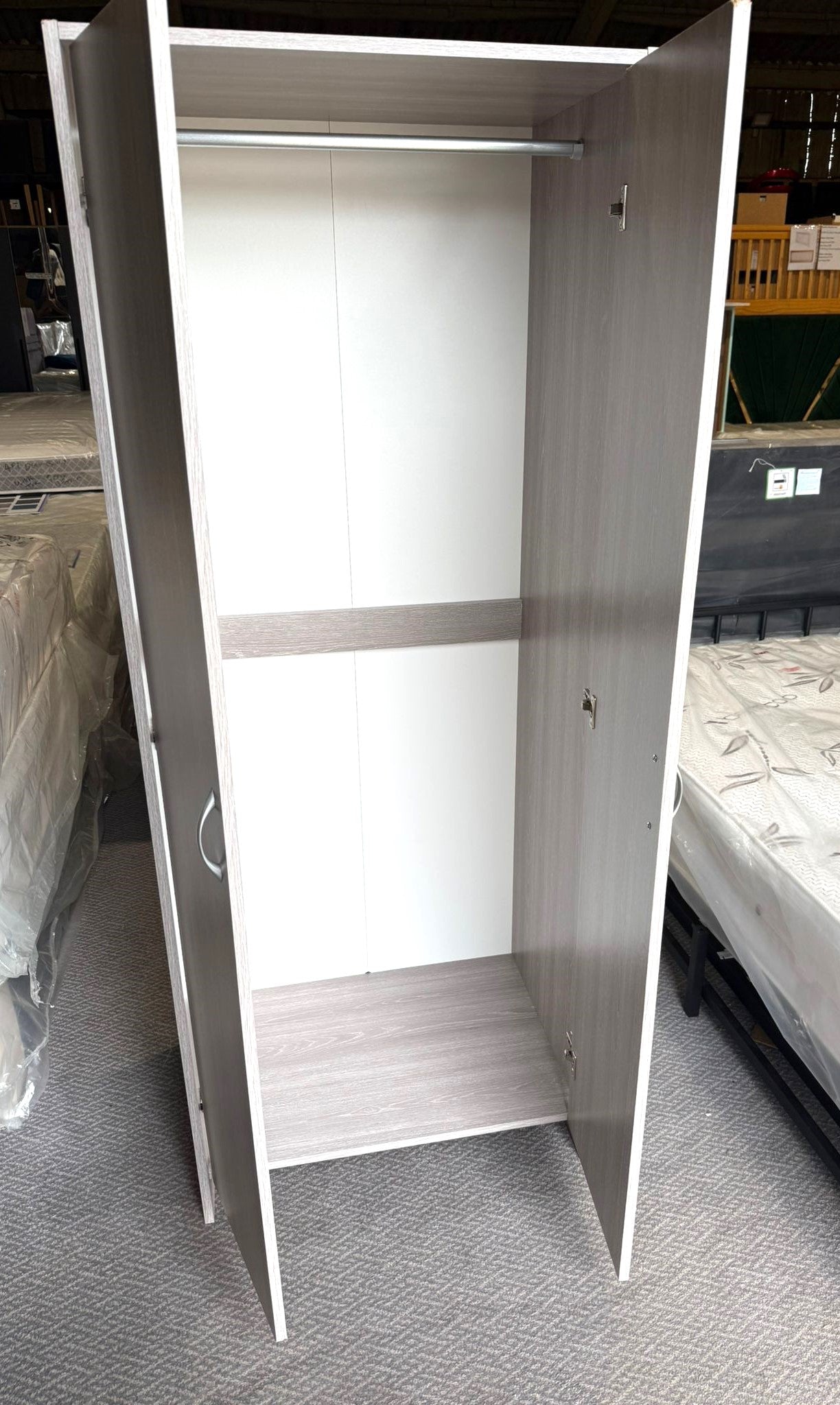 Assembled Seville 2 Door Wardrobe - Grey Oak Effect