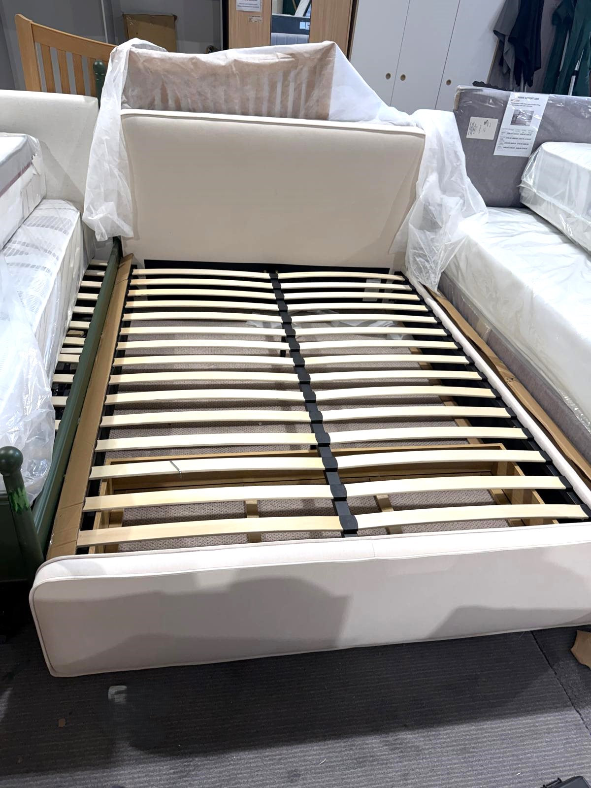 Assembled Habitat Kempley Double End Lift Ottoman Bed - Cream