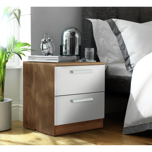 Assembled Habitat Munich 2 Drawer Bedside Table - White