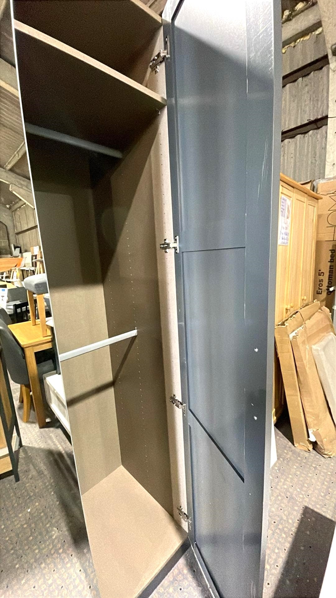 Assembled Munich Panelled 4 Door Mirror Wardrobe - Anthracite