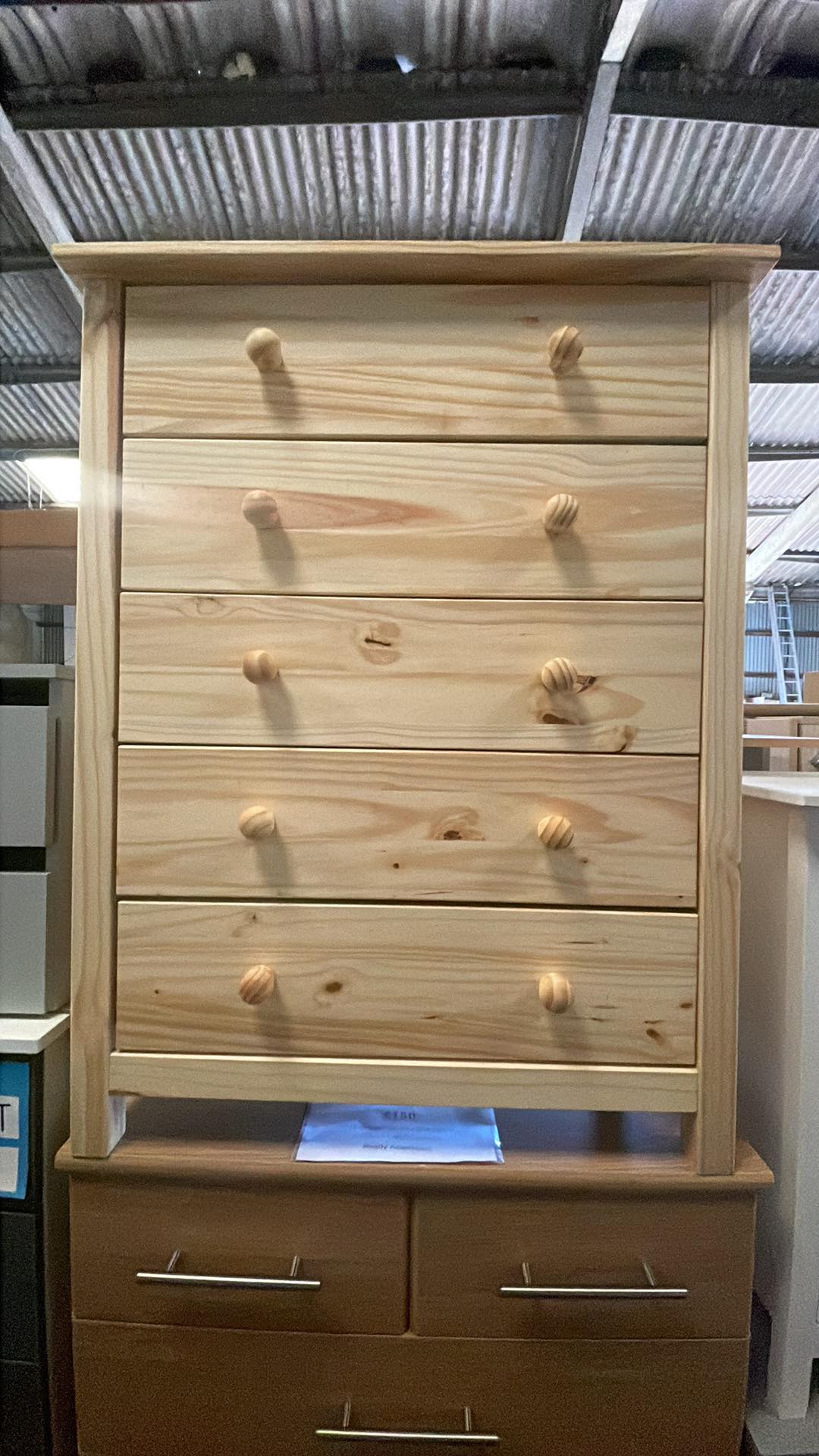 Assembled Scandinavia 5 Drawer Chest - Pine