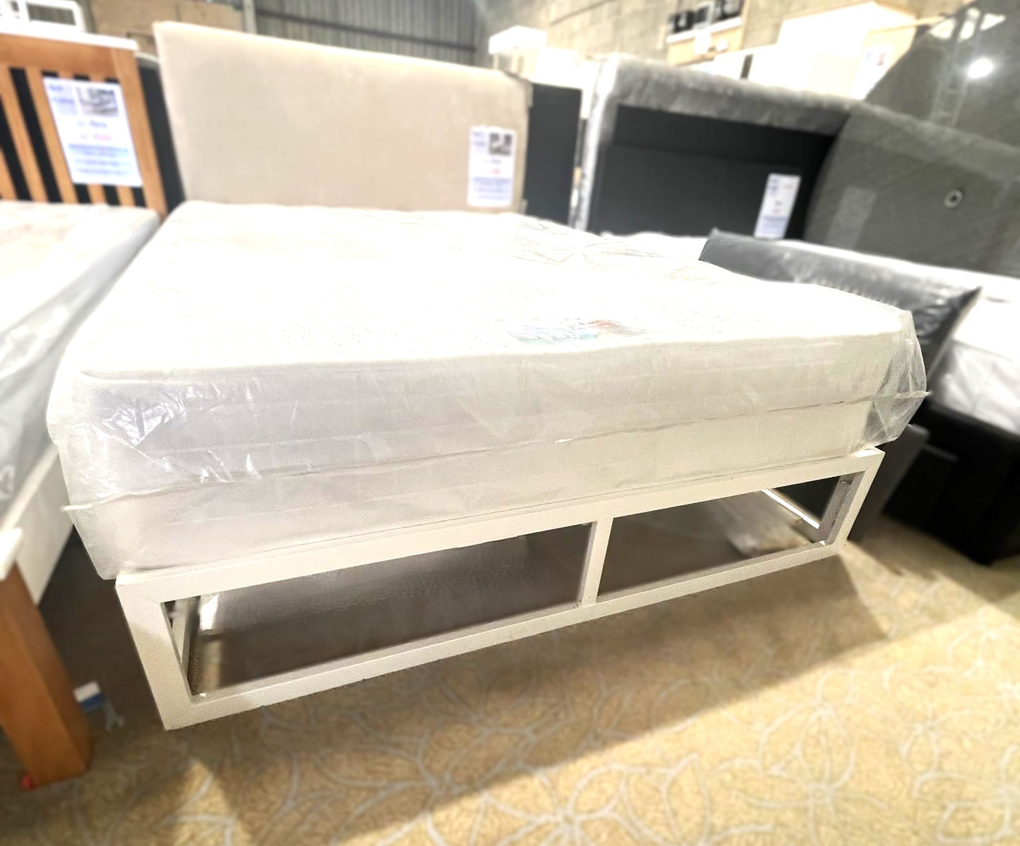 Assembled Habitat Platform Double Metal Bed Frame - White