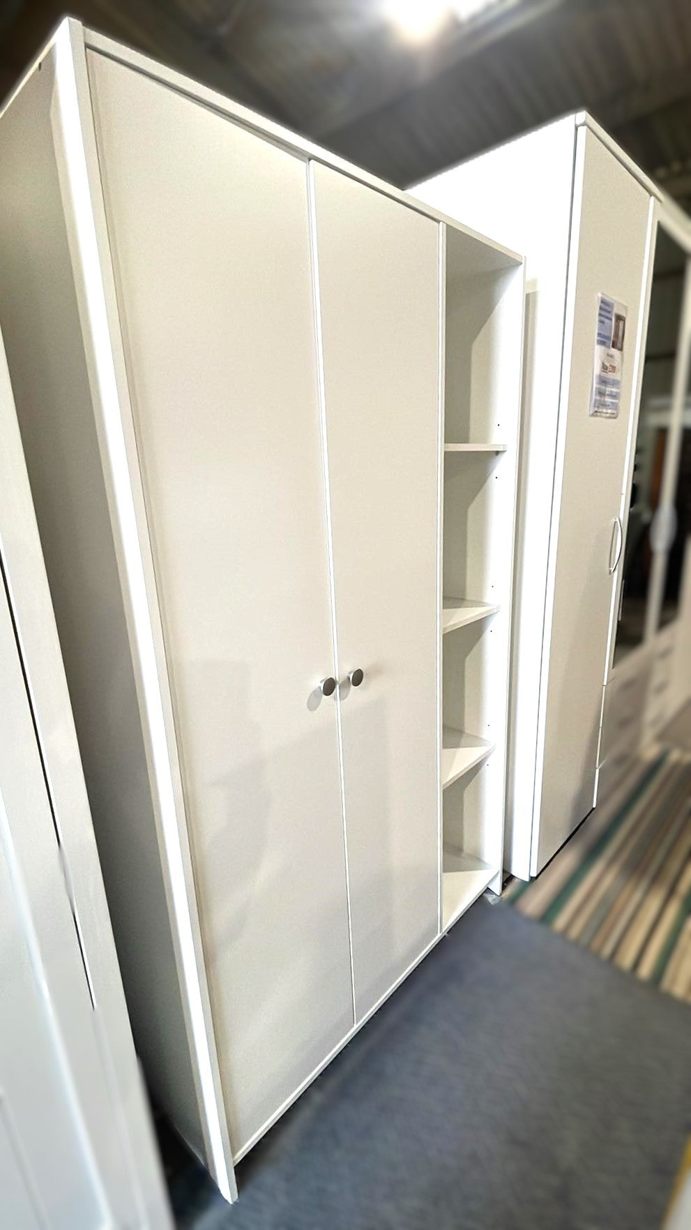 Assembled Seville 2 Door Open Shelf Wardrobe - White