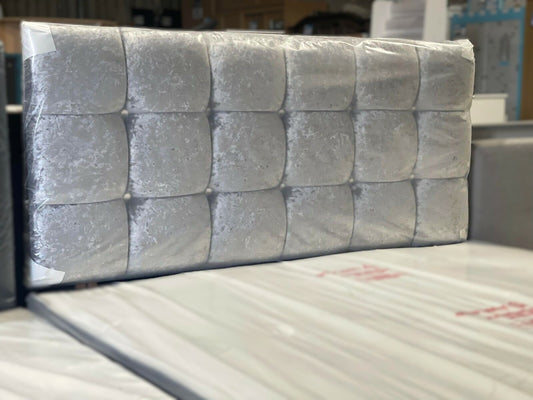 4'6 Double Crushed Velvet Fabric Headboard - Silver