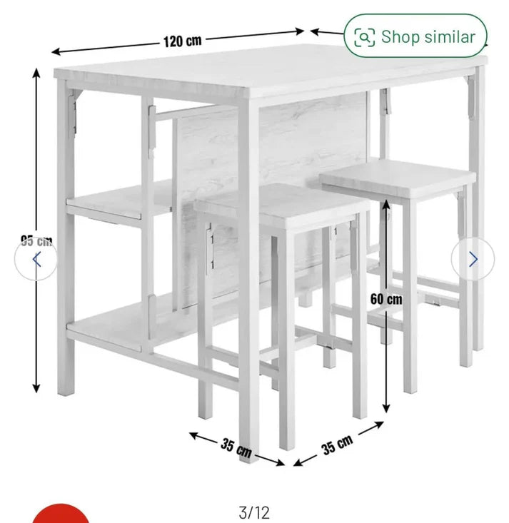 Darien Grey Bar Table & 2 Stools